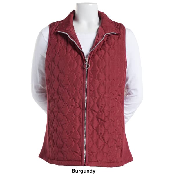 Petite Architect&#174; Full Zip Basic Quilted Vest w/Rib Side Panel