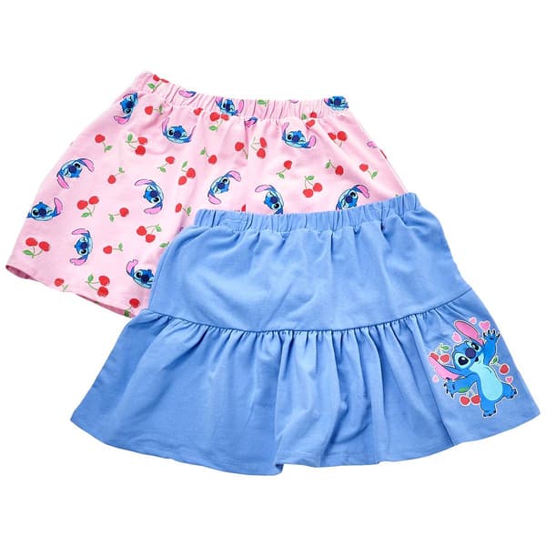 Girls (7-12) Disney 2pk. Stitch Solid/Cherry Skorts