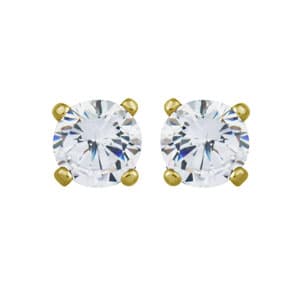 18k Gold Plated /Sterling Silver CZ Stud Earrings - image 