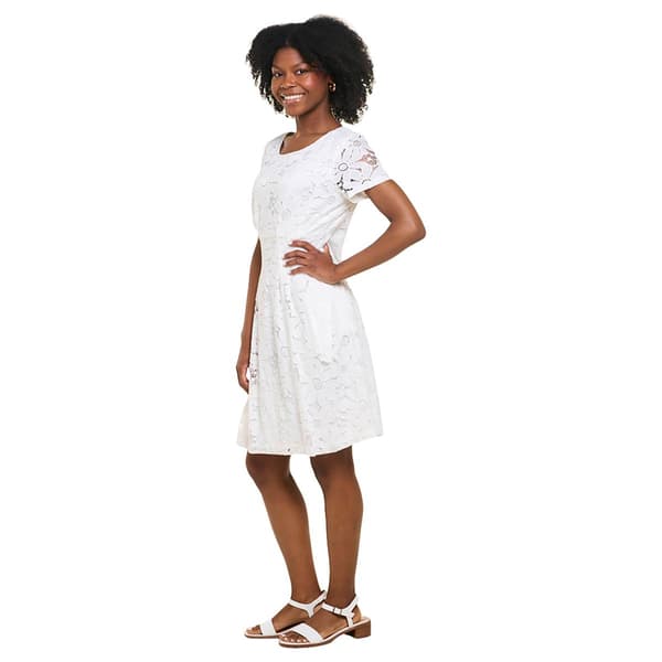 Petite Connected Apparel Short Sleeve Lace Pocket A-Line Dress