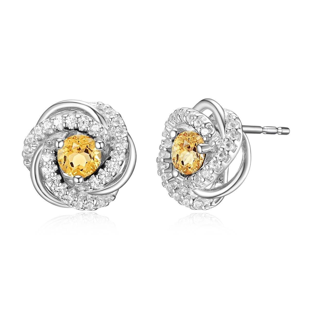Forever Facets Rhodium Plated November Love Knot Earrings