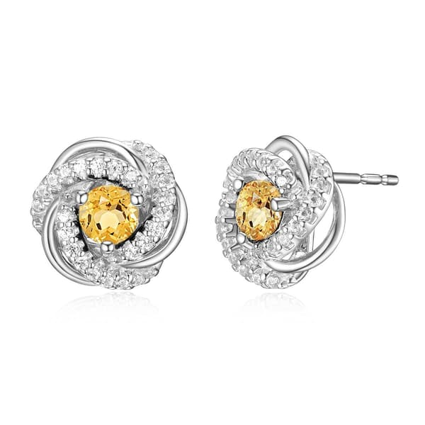 Forever Facets Rhodium Plated November Love Knot Earrings - image 