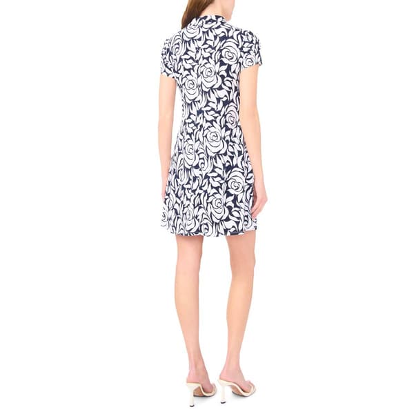 Womens MSK Short Sleeve Floral Disco Dot Shift Dress