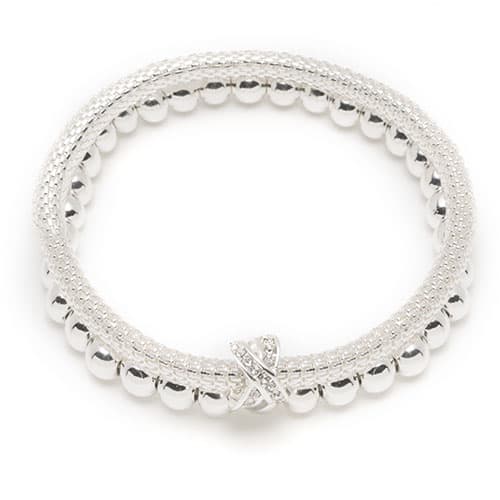 Nine West Silver-Tone 2 Row Stretch Bracelet