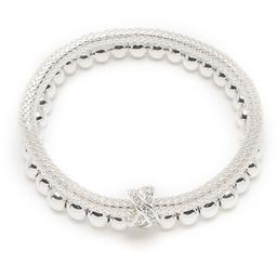 Nine West Boxed Silver-Tone 2 Row Stretch Bracelet