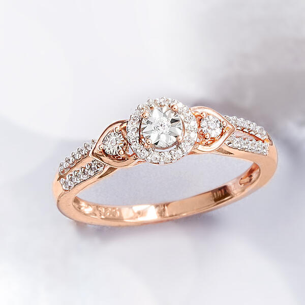 Eternal Promise(tm) 1/10ctw. Diamond Gold Plated3 Stone Promise Ring - image 