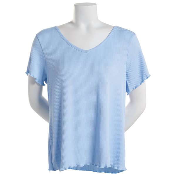 Womens Jessica Simpson Short Sleeve Ribbed Solid Pajama Tee - image 