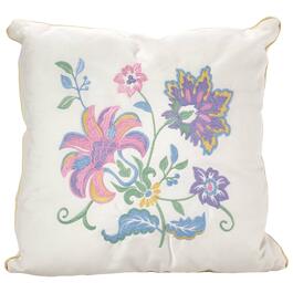 Floral Embroidered Decorative Pillow - 18x18