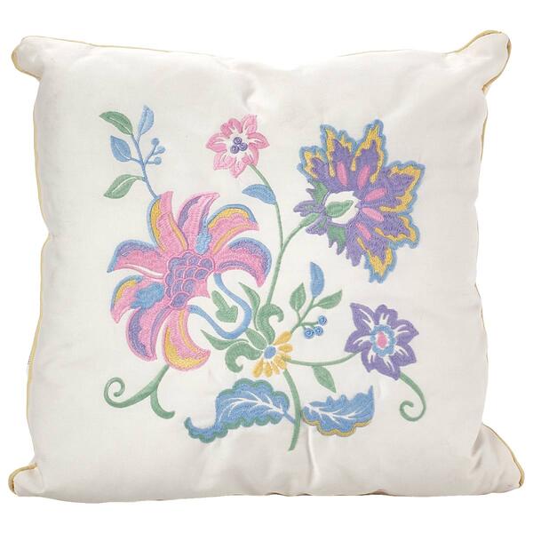Floral Embroidered Decorative Pillow - 18x18 - image 