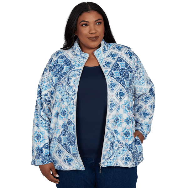 Plus Size Alfred Dunner Classics Medallion Zip Front Jacket - image 