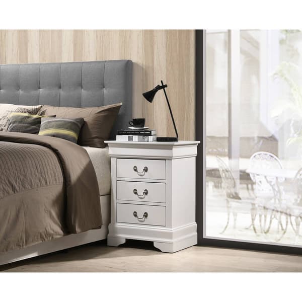 Passion Furniture Louis Philippe 3-Drawer Nightstand