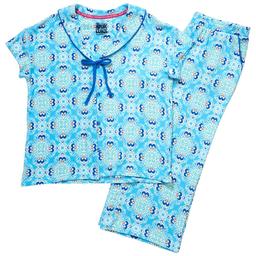 Plus Size MUK LUKS® Wave Runner Tile Tie Tee & Capris Pajama Set