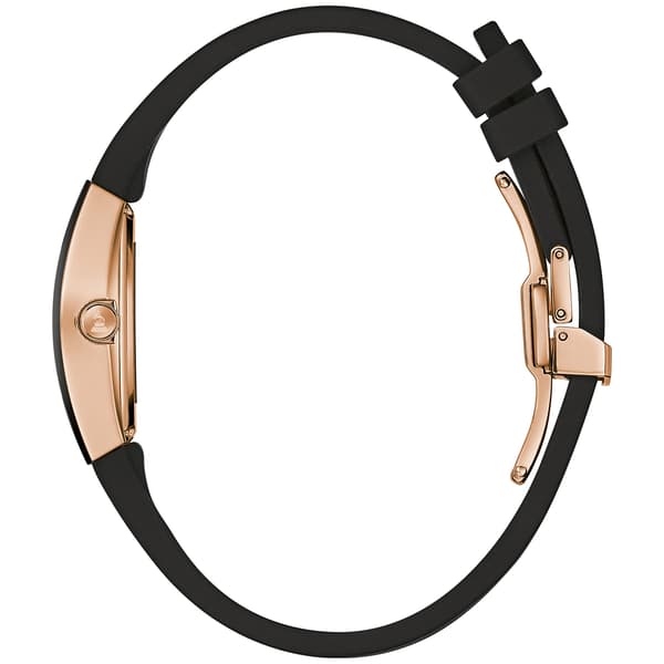 Womens Bulova Latin GRAMMY&#174; Black Rosegold Strap Watch - 97L163