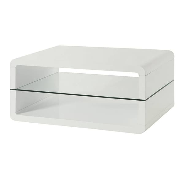 Coaster Elana Glossy White Rectangle 2-shelf Coffee Table