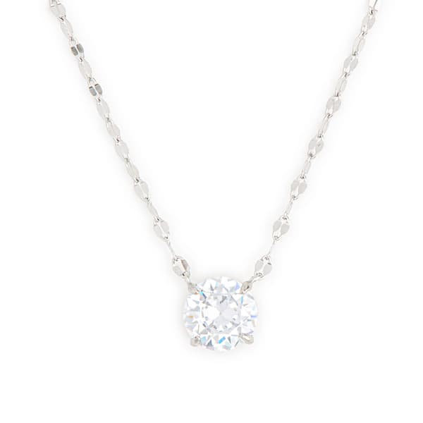 Sterling Silver Cubic Zirconia Solitaire Pendant Necklace