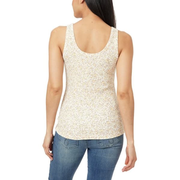 Juniors Wallflower Ribbed Ditsy Scallop Edge Tank Top