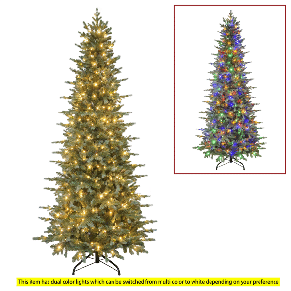 Puleo International 7.5ft. Pre-Lit Slim Linden Fir Christmas Tree