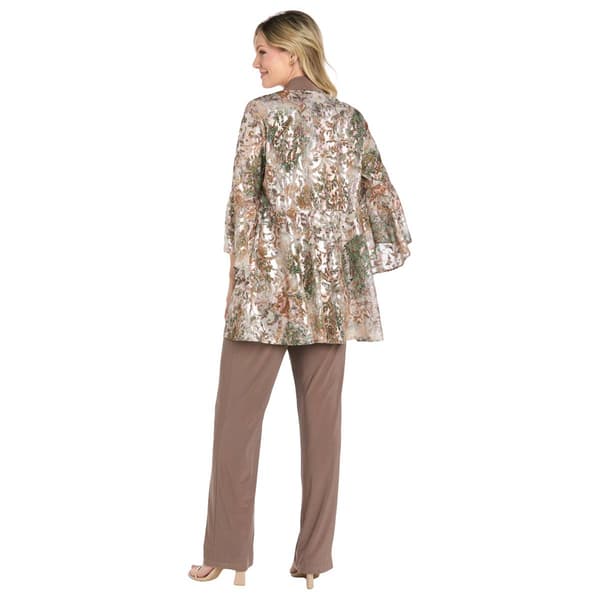 Womens R&M Richards 3pc. Foil Mesh Print Bell Sleeve Pant Set