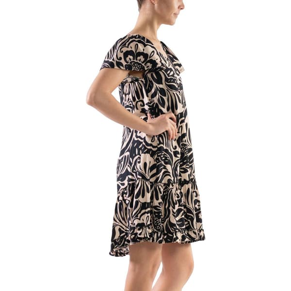 Petite Robbie Bee Short Puff Sleeve Floral Ruffle Hem Dress