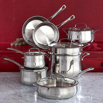  Cuisinart Contour Stainless 13-Piece Cookware Set,Silver: Home  & Kitchen