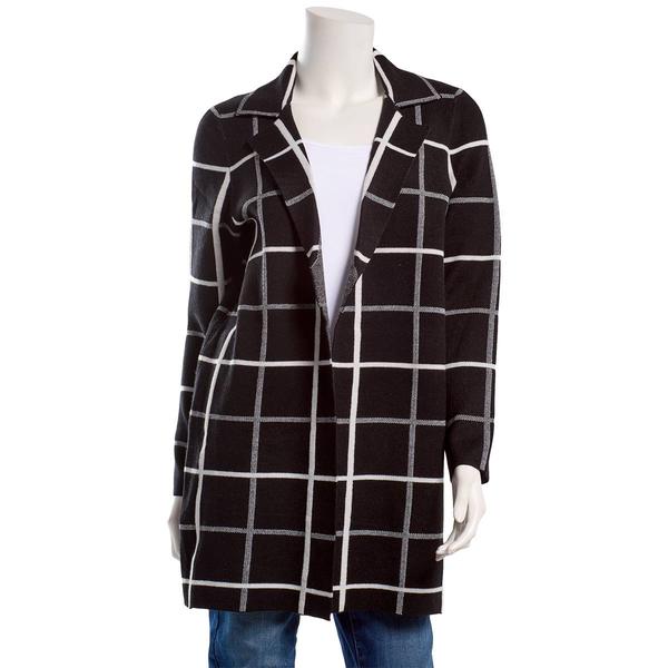 Womens Love Scarlett Long Sleeve Plaid Notched Collar Cardigan