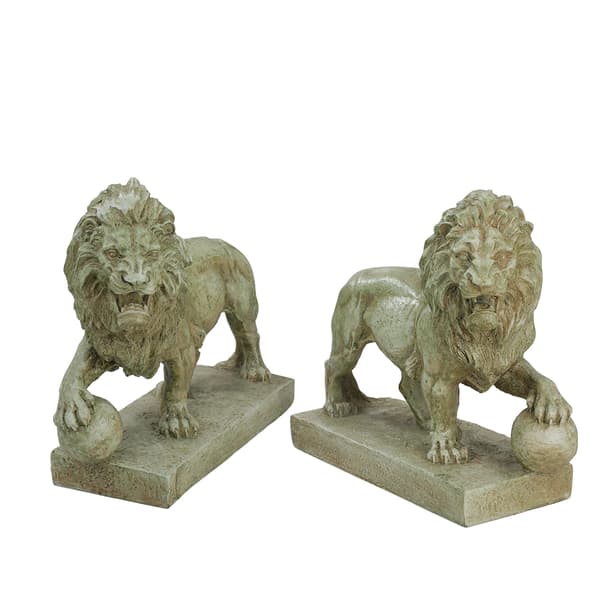Northlight Seasonal Set-of-2 11.25in. Weathered Lion Statues - image 