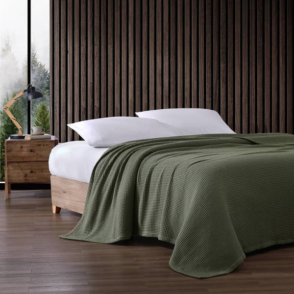 Eddie Bauer Solid Waffle Cotton Blanket