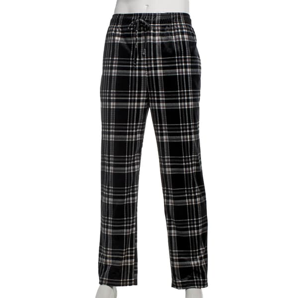 Mens Preswick & Moore(R) Black & White Plaid Silky Pajama Pants - image 