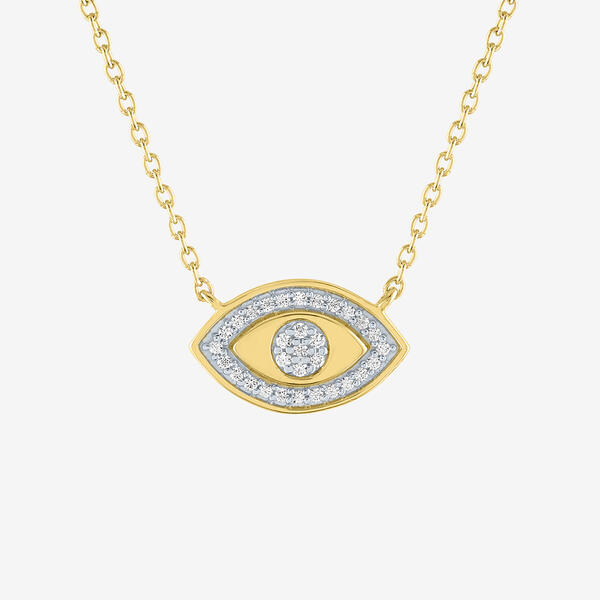 Gold Classics&#40;tm&#41; Gold Plated Silver Mined Diamond Evil Eye Necklace - image 