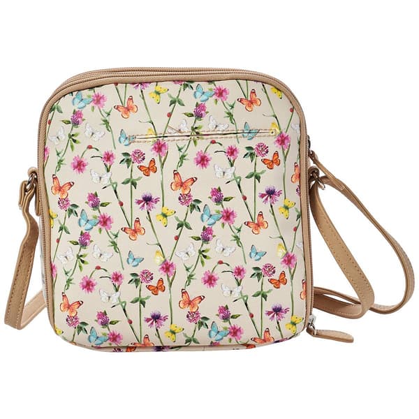 MultiSac North South Zip Around Floral and Butterflies Crossbody