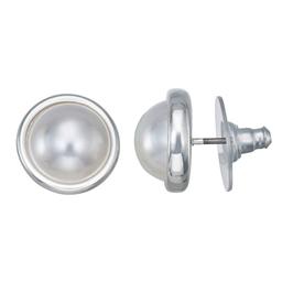 You''re Invited Silver-Tone Faux Pearl Stud Earrings