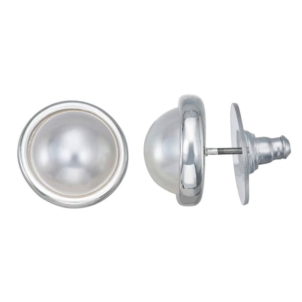 You''re Invited Silver-Tone Faux Pearl Stud Earrings - image 