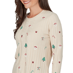Petite Ruby Rd. Happy Holidays Embroidered Christmas Sweater