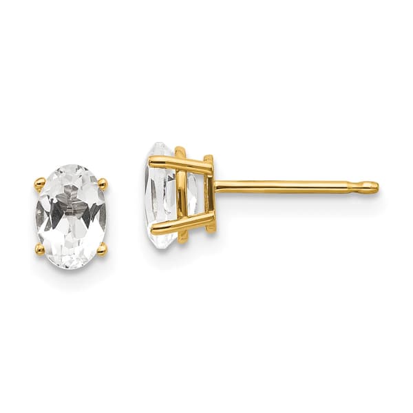 Gemstone Classics&#40;tm&#41; Yellow Gold 6mm. White Topaz Earrings - image 