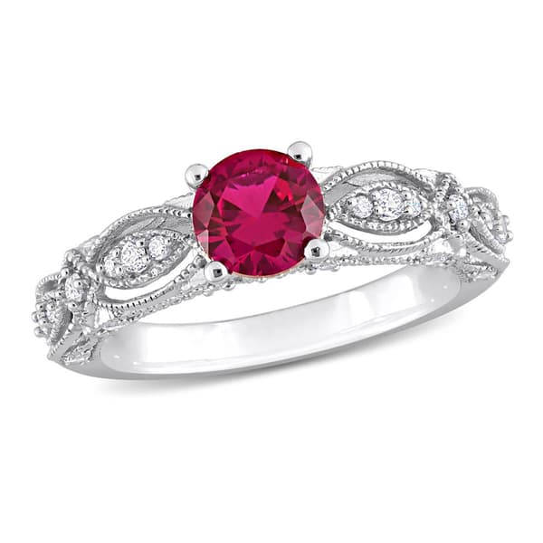 Gemstone Classics(tm) 10kt. Gold Lab Created Ruby & Sapphire Ring