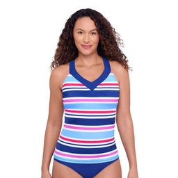 Womens American Beach Sailor Stripe Ring Back Tankini
