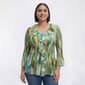 Plus Size Floral & Ivy 3/4 Sleeve Ruffle Neck Leaf Pleater Blouse - image 1
