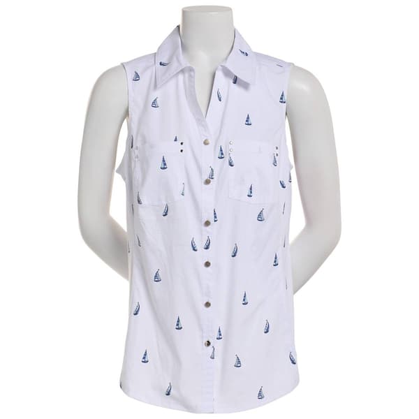 Womens Emily Daniels Sleeveless Print Knit to Fit Top