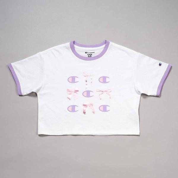 Girls (7-16) Champion(R) Boxy Foil Bow Ringer Tee - image 