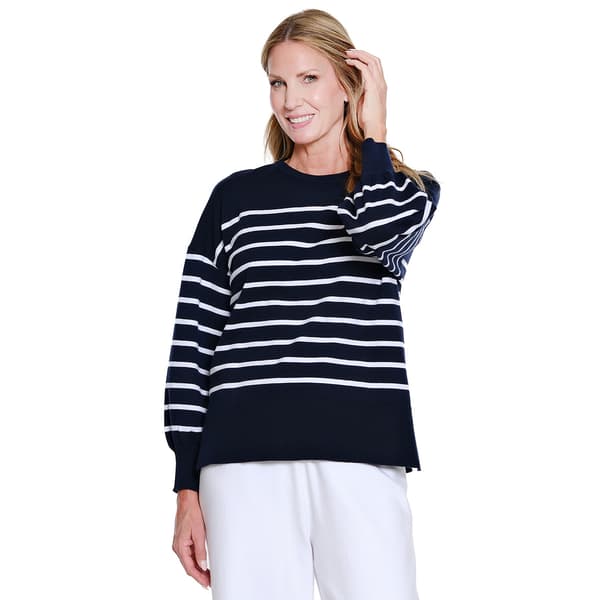 Womens Multiples Long Sleeve Drop Shoulder Stripe Sweater