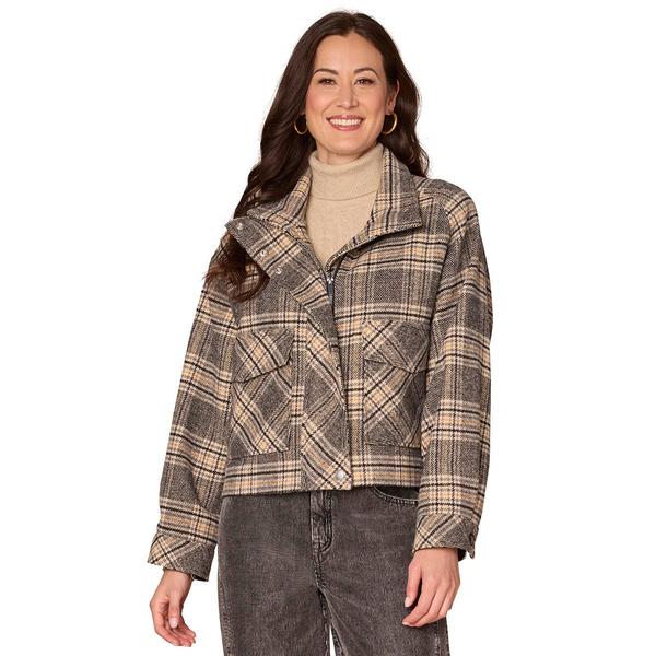 Womens Democracy Patch Pocket Plaid Jacket - image 