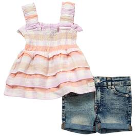 Toddler Girl 7 For All Mankind&#40;R&#41; Ruffle Tank Top & Denim Shorts