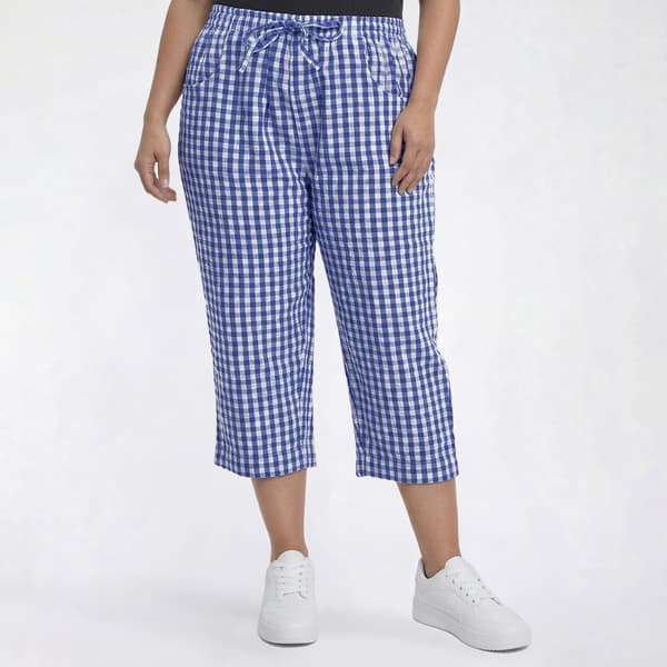 Plus Size Jordana Rose Seersucker Gingham Capris - image 