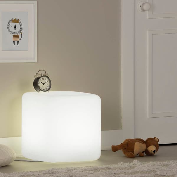 South Shore Sweedi White Lighted Cube Nightstand