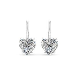 Moluxi&#8482; Sterling Silver 4ctw. Heart Moissanite Dangle Earrings
