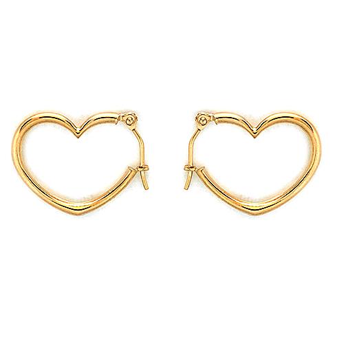 10kt. Yellow Gold Open Heart Hoop Earrings