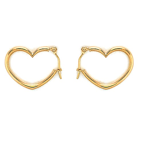 10kt. Yellow Gold Open Heart Hoop Earrings - image 