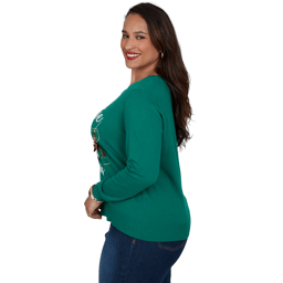 Plus Size Ruby Rd. Happy Holidays Mistletoe & Martinis Sweater