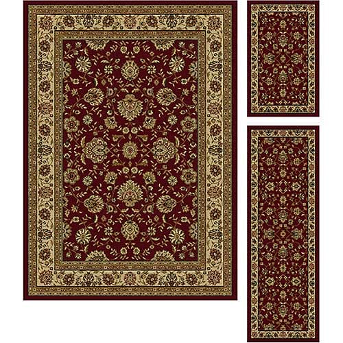Tayse Elegance Raleigh 3pc. Area Rug Set - Red