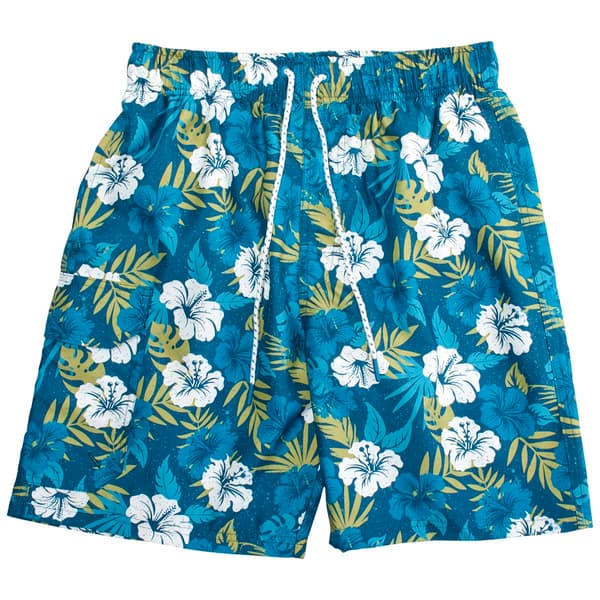 Young Mens SURFZONE&#40;R&#41; Hibiscus Swim Trunks